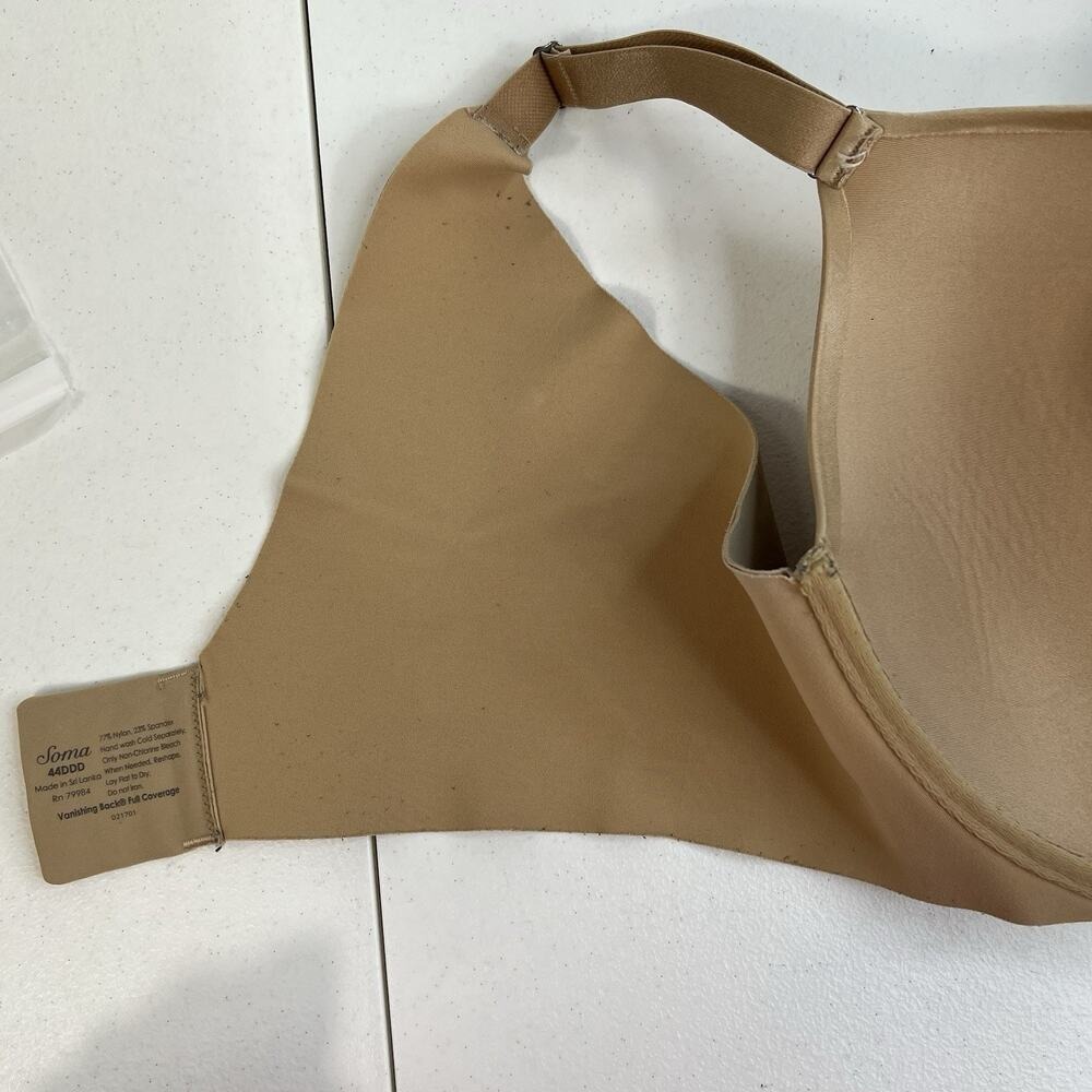 Soma 44DDD Vanishing Back Full Coverage Bra Underwire Smoothing T-Shirt Beige - Picture 11 of 13
